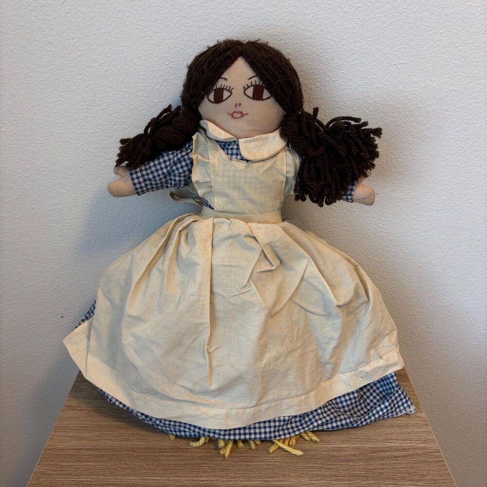 Vintage Handmade Reversible Dorothy & Cowardly Lion Wizard of Oz Folk Doll 17”